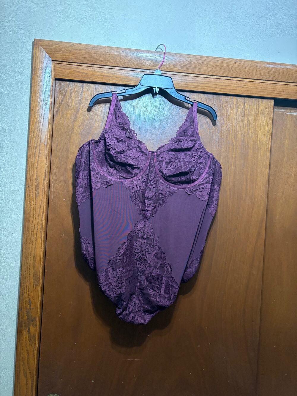 Torrid Purple Lace Bodysuit Size 5 Plunge Bustier Teddy Lingerie Y2K Goth